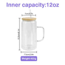 16oz Snow globe Sublimation Glass Cups with Handle | Sublimation Tumbler | 16 oz Snowglobe Tumblers