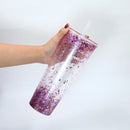 Clear 24oz Double Wall Insulated Acrylic Plastic Cup | Snow Globe Tumbler