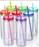Clear 18oz Skinny Double Wall Insulated Plastic Tumbler | Snow Globe Tumbler | Snowglobe Tumblers