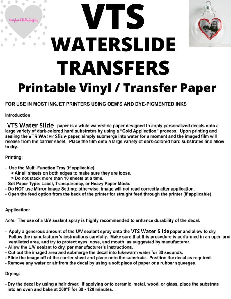 VTS Dark Fabric Inkjet Iron-On Printable Vinyl, 8.5 x 11 5 pack, dark