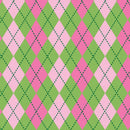 Permanent Vinyl -Argyle Pink Green- Permanent Vinyl / Printed Permanent Vinyl