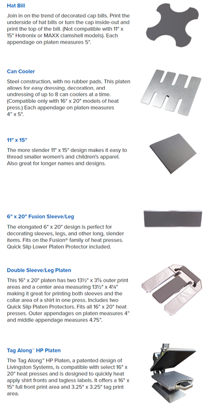 Hotronix Heat Press Shirt Platens  | Hotronix