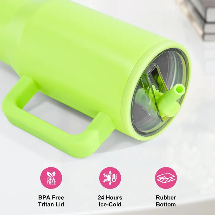 40OZ Powder Coated Tumblers With Flip Straw | Spill Proof