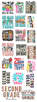 Premade Gang Sheets 22" x 60" | Second Grade Gang Sheet | Back to school Gang Sheet| Prebuilt Gang Sheet