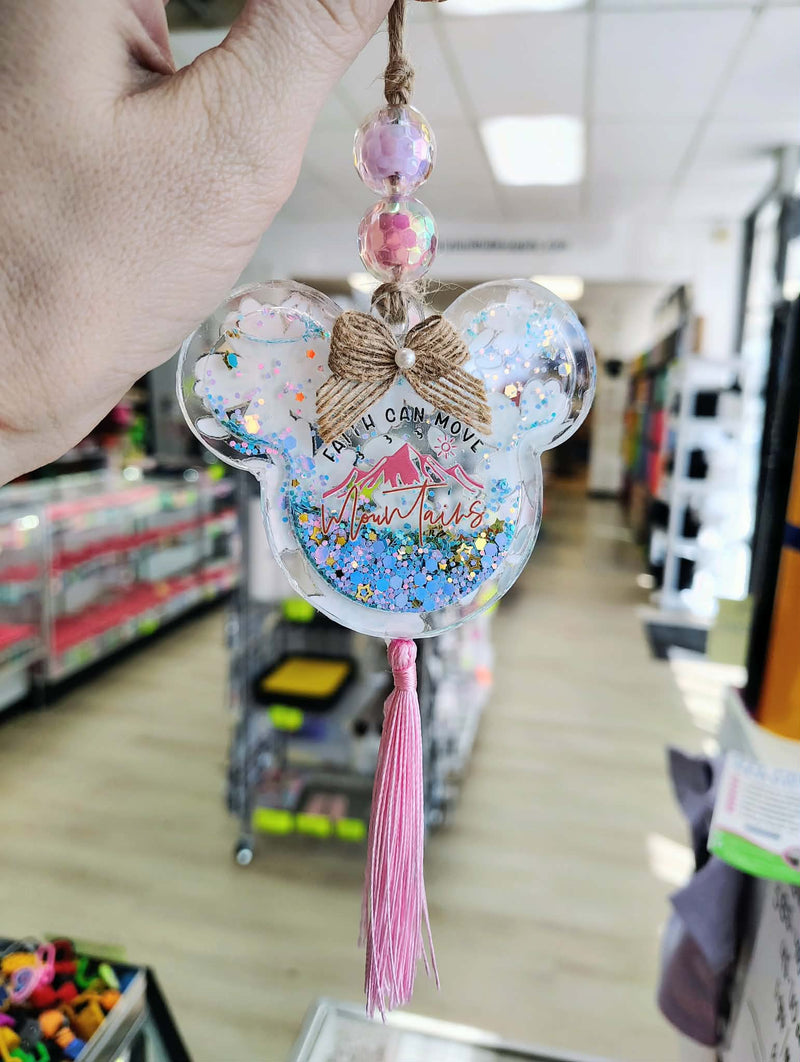 Snowglobe Ornament Kit | Fillable Acrylic Blanks | Car Mirror Charms - Paw Prints