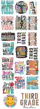 Premade Gang Sheets 22" x 60" | Third Grade Gang Sheet | Back to school Gang Sheet| Prebuilt Gang Sheet