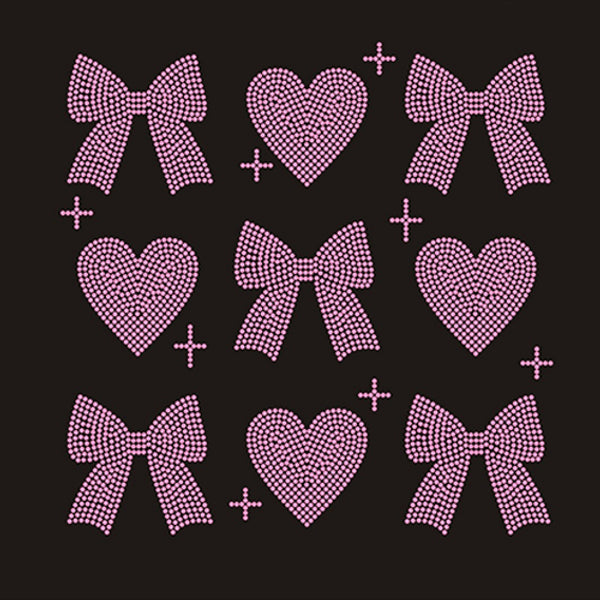 Rhinestone Transfer Designs - Ready to Press | Coquette Bows & Hearts