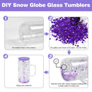 16oz snow globe sublimation glass cups with handle and plastic color lid | Sublimation Tumbler | 16 oz Snowglobe Tumblers