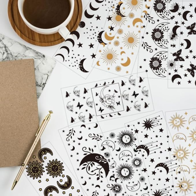 Stars and Moons DTF Stickers | UV Direct to Film | UV Stickers | 16oz tumbler wraps  | 10 Pack