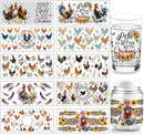 Chicken UV DTF Stickers | UV Direct to Film | UV Stickers | 16oz tumbler wraps  | 10 Pack