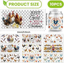 Chicken UV DTF Stickers | UV Direct to Film | UV Stickers | 16oz tumbler wraps  | 10 Pack