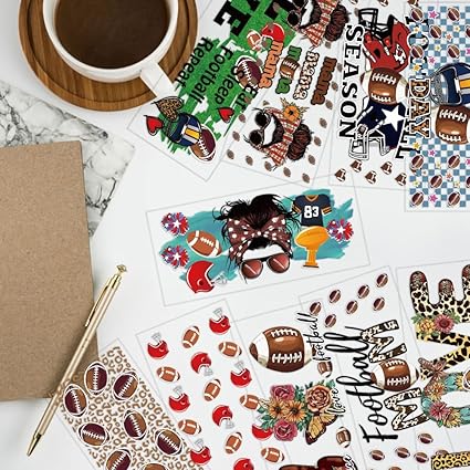 Football DTF Stickers | UV Direct to Film | UV Stickers | 16oz tumbler wraps  | 10 Pack