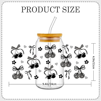Black Coquette UV DTF Stickers | UV Direct to Film | UV Stickers | 16oz tumbler wraps  | 10 Pack (Copy) (Copy)