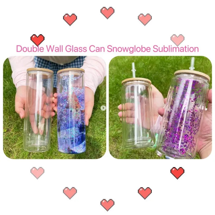 25oz Snowglobe Sublimation Glass Cups | Sublimation Tumbler | 25 oz