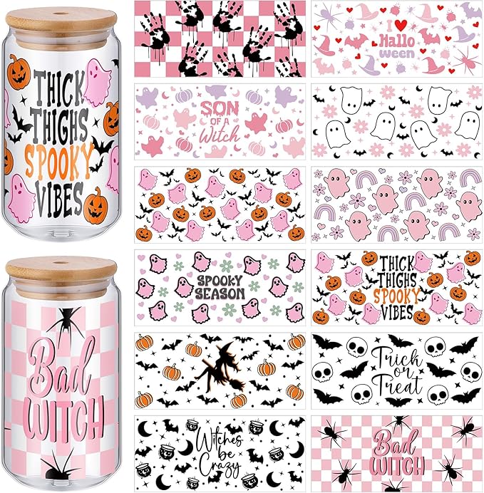 Cute N' Spooky UV DTF Stickers | UV Direct to Film | UV Stickers | 16oz tumbler wraps  | 12 Pack