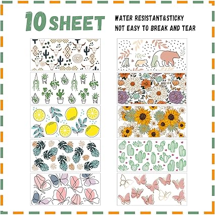 Plants & Butterflies DTF Stickers | UV Direct to Film | UV Stickers | 16oz tumbler wraps  | 10 Pack