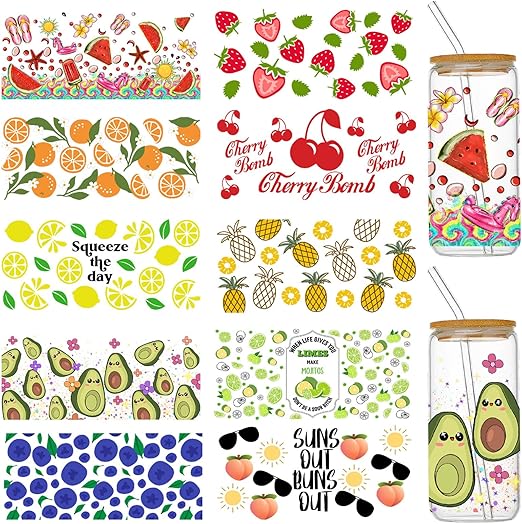 Fruit UV DTF Stickers | UV Direct to Film | UV Stickers | 16oz tumbler wraps  | 10 Pack