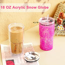 18oz Clear Plastic Snow Globe Cup With Plugs | Snowglobe Tumblers