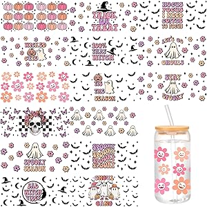 Retro Spooky UV DTF Stickers | UV Direct to Film | UV Stickers | 16oz tumbler wraps  | 15 Pack