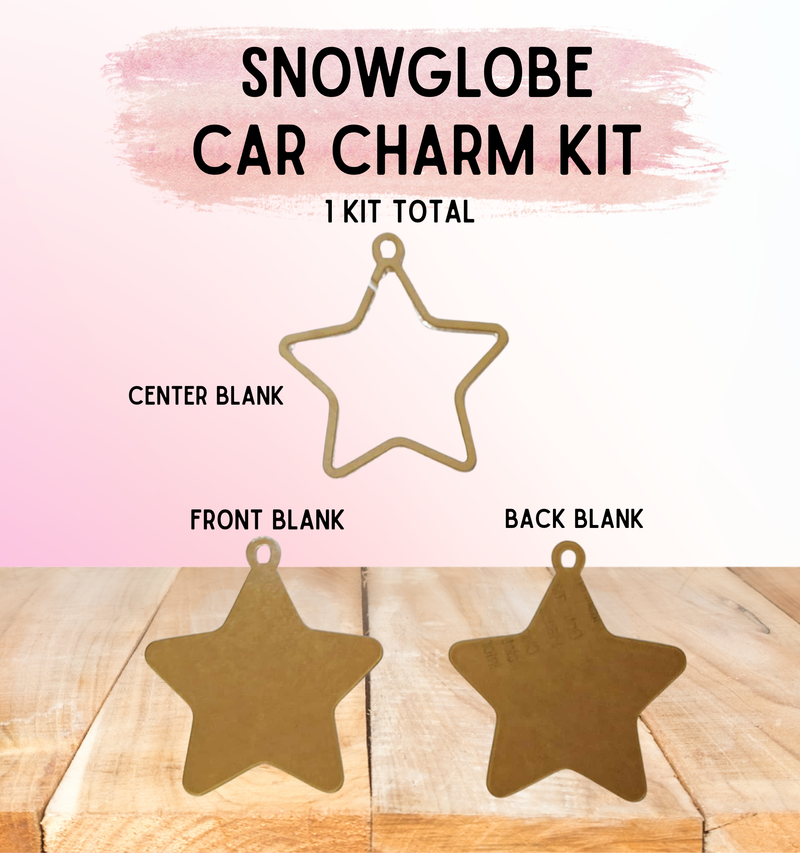 Snowglobe Ornament Kit | Thick 1/4" Fillable Acrylic Blanks | Car Mirror Charms - Star
