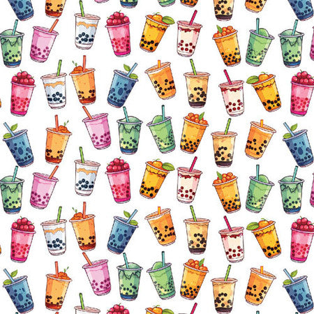 Printed Pattern Heat Transfer Vinyl - Boba Tea