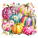 Direct to Film Transfer  | DTF Prints | Direct to Film Transfer  - Colorful Pumpkins and Flowers