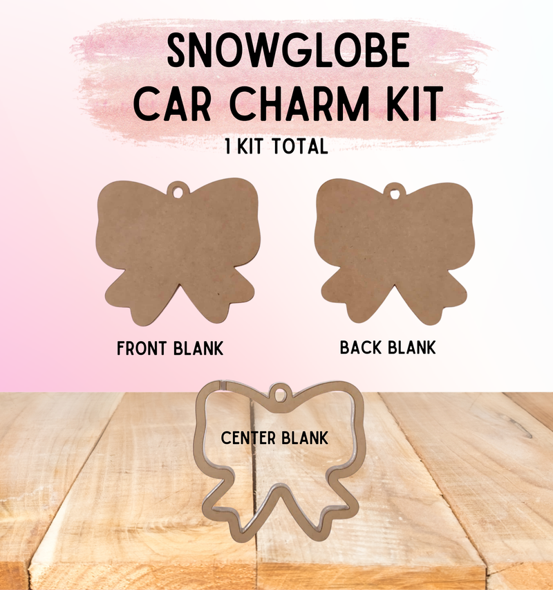 Snowglobe Ornament Kit | Thick 1/4" Fillable Acrylic Blanks | Car Mirror Charms - Bow