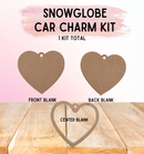 Snowglobe Ornament Kit | Thick 1/4" Fillable Acrylic Blanks | Car Mirror Charms - Heart