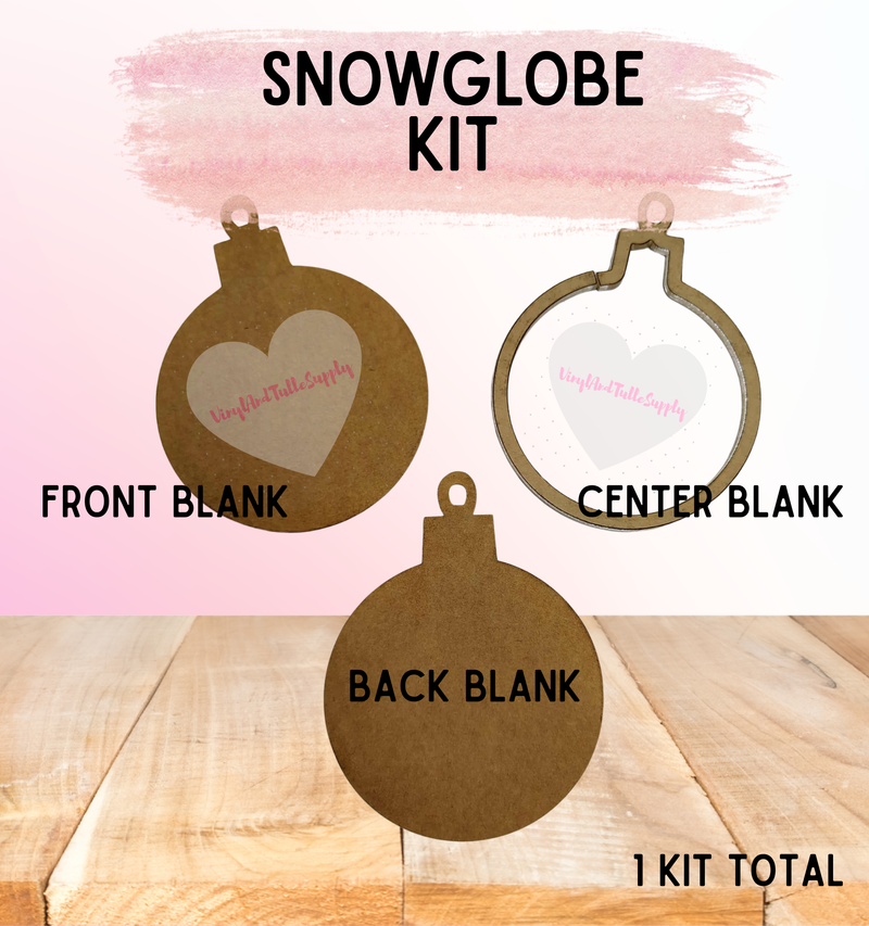Snowglobe Ornament Kit | Fillable Acrylic Blanks | Car Mirror Charms