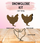 Snowglobe Ornament Kit | Fillable Acrylic Blanks | Car Mirror Charms - Chicken