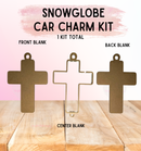 Snow Globe Ornament Kit | Thick 1/4" Fillable Acrylic Blanks | Car Mirror Charms - Cross