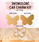 Snow Globe Ornament Kit | Thick 1/4" Fillable Acrylic Blanks | Car Mirror Charms - Butterfly