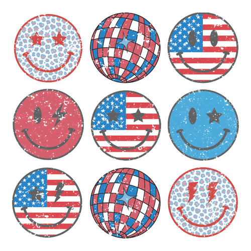 Direct to Film Transfer | DTF Prints | Direct to Film Transfer  - 4th of July Disco Smiles