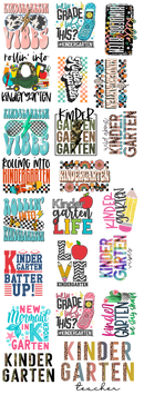 Premade Gang Sheets 22" x 60" | Kindergarten Gang Sheet | Back to school Gang Sheet| Prebuilt Gang Sheet