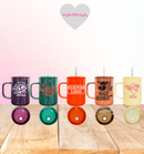 17oz Moody macaron sublimation glass cups with handle | Sublimation Cups