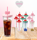 24oz Plastic Acrylic Snow Globe Tumbler With Bow Straw Topper | Snowglobe Tumblers