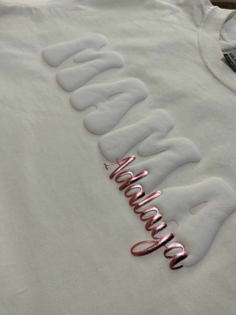 White on White Mama Tshirt - Add Custom Name