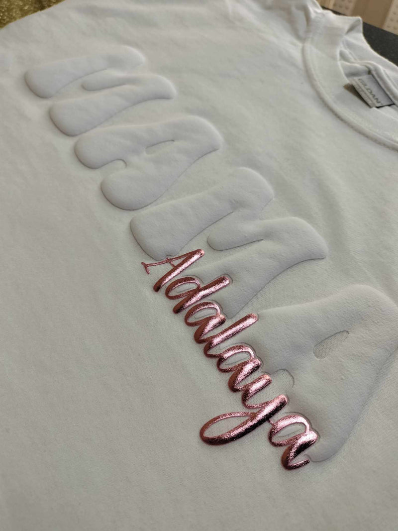 White on White Mama Tshirt - Add Custom Name