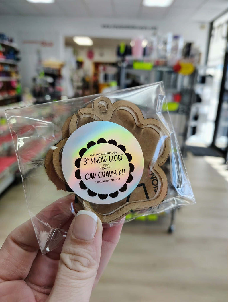 Snowglobe Ornament Kit | Fillable Acrylic Blanks | Car Mirror Charms - Paw Prints
