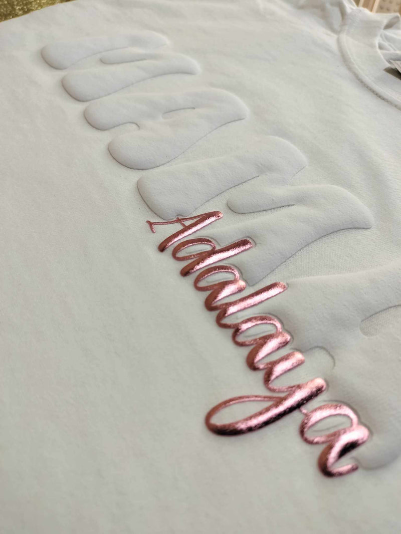 White on White Mama Tshirt - Add Custom Name