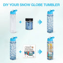 Kids Snow Globe Tumbler | Clear 17 oz Double Wall Insulated Plastic Snow Globe Cup