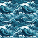 Printed Adhesive Vinyl | Pattern Permanent Vinyl - Big Waves