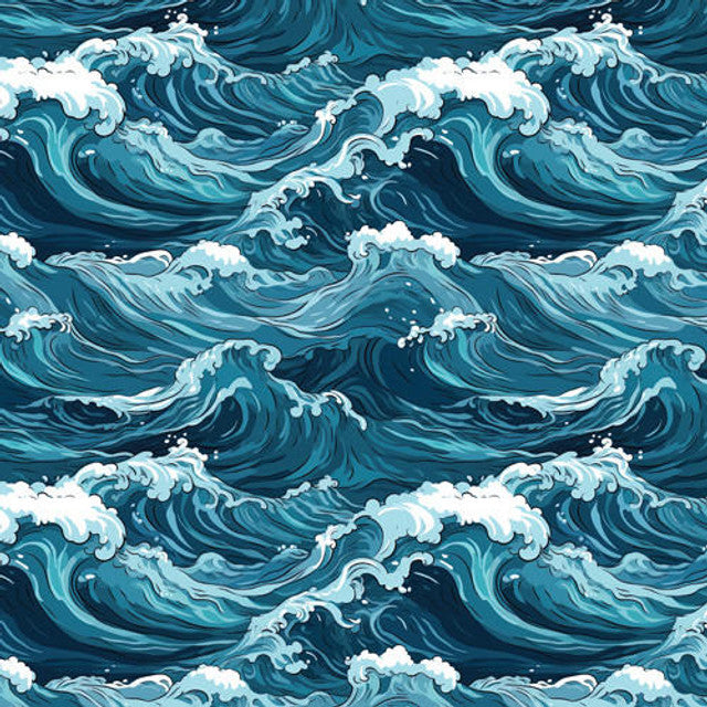 Printed Adhesive Vinyl | Pattern Permanent Vinyl - Big Waves