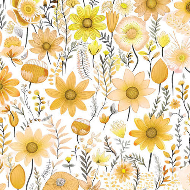 Yellow Ditsy Floral 12" Pattern Heat Transfer Vinyl | Printed HTV