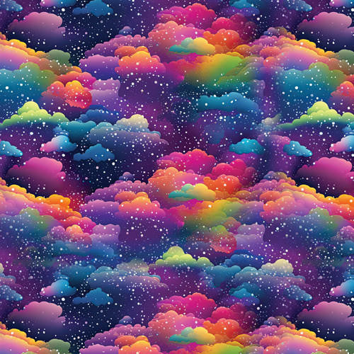 Printed Adhesive Vinyl | Pattern Permanent Vinyl - Rainbow Starry Clou