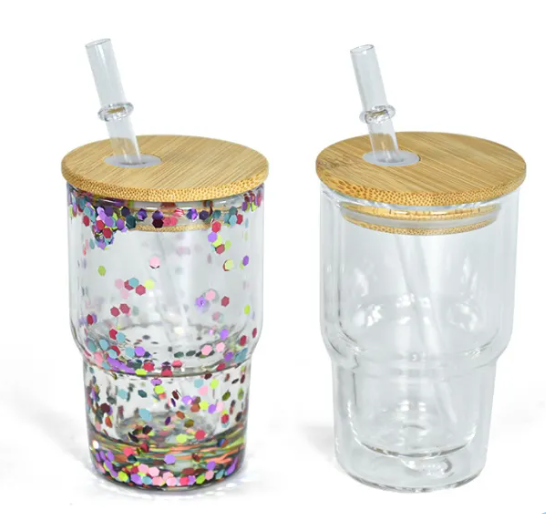 Sublimation glass 3oz clear snow globe mini tumblers| Sublimation Tumbler