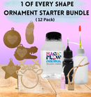 Snow Globe Ornament Starter Kit | Fillable Acrylic Blanks | Car Mirror Charms - 1 of Every Shape Bundle (12)