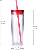 Clear 18oz Skinny Double Wall Insulated Plastic Tumbler | Snow Globe Tumbler | Snowglobe Tumblers