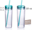 Clear 18oz Skinny Double Wall Insulated Plastic Tumbler | Snow Globe Tumbler | Snowglobe Tumblers