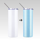 Sublimation Light Color Changing Skinny Tumbler with Lid and Straw